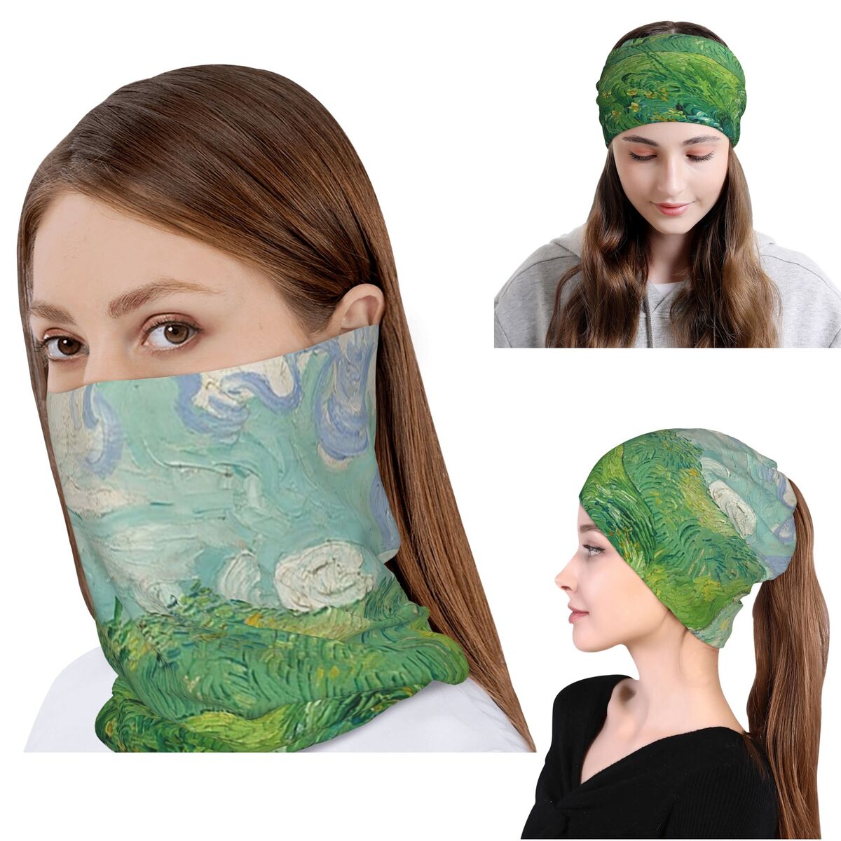 Knit Beanie Hat Warm - Zielone Pole Pszenicy, Auvers, Vincent Van
