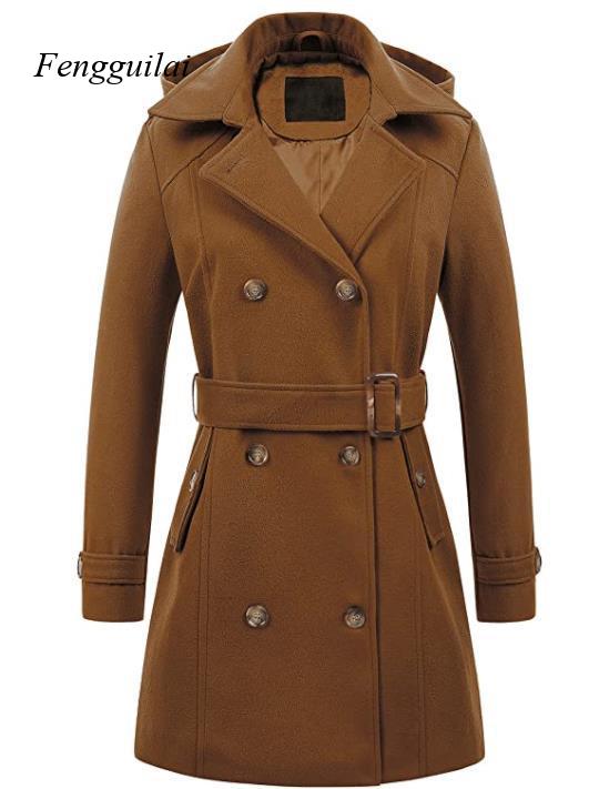 Damski czarny płaszcz z kaptur – Wool Coat Peacoat recenzja i cena